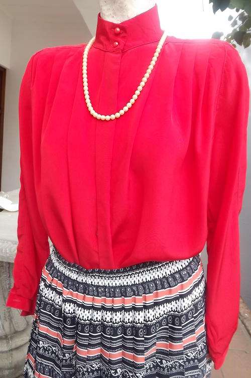 Silky Red Long Sleeve Blouse in size 10/34 - as new