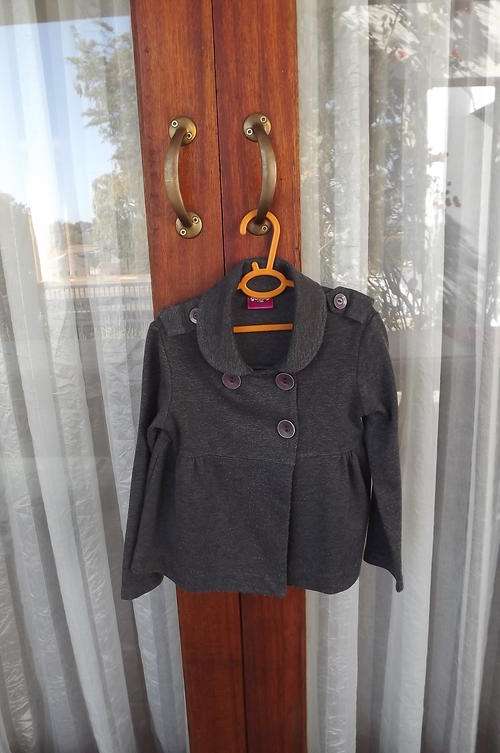 Chic Warm Grey Double Breast Jacket for 5 year old girl - used but in good condition-she'll love it!