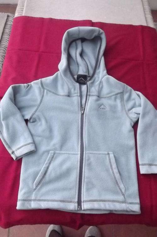 Light Blue K-Way Technical Design hooded top for 5-6 yr old boy - zipped front - used but good cond