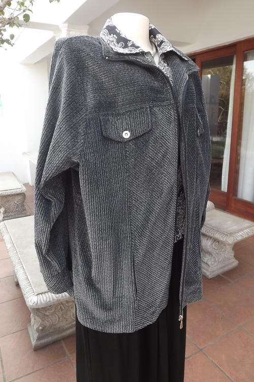Grey Corded Winter's Zipped Jacket by Rene Taylor at Milady's in size 24/48 - good condition