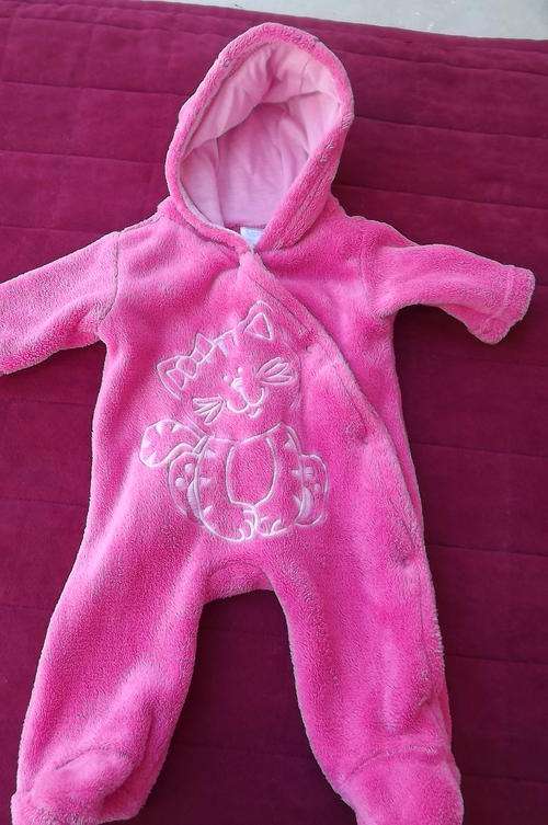 Pretty Pink All in One Warm Hooded Baby Grow for Newborn up to 3kg - good condition