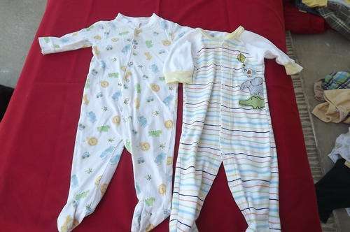 Set of 2 Cotton Baby Grows for 0-3mnths - used but still okay for home wear