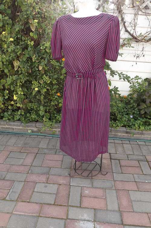 Beautiful Mulberry & Black Striped Summer Dress in size 12/36 by Truworths Exclusive -good condition