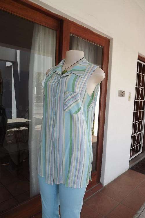 Candy Stripe Sleeveless Top by Casual American in size 14/38 - used but good for everyday wear