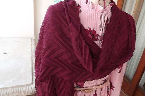 Dark Cerise Scarf - light weight - width 52cm, length 190cm - fringed - use it any way you prefer