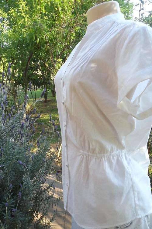 White Cool Cotton Top by Woolworths in size 12/36 - button down front-very short sleeves-good cond