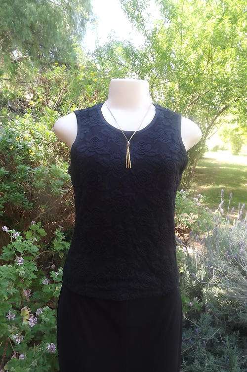 Pretty Stretch Lace Black Sleeveless Top in size 14/38 by Woolworths - good condition