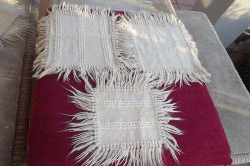 Set of 3 Fringed Mohair Doilies in very good condition - 2 x 31cm diameter and 1 x 22cm diameter