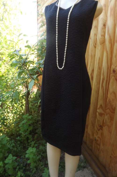 Black Sleeveless Dress in size 18/42 by Inspire - embossed front & back inlay - as new