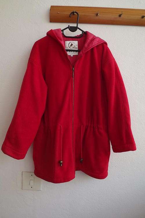 Hooded Red Fleece Jacket by Kelso Casuals in size 10/34 with Padded Inside - used but good condition