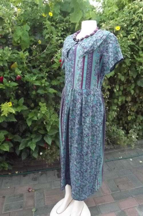 Medley in Blue & Violet! Maxi Dress in Viscose by