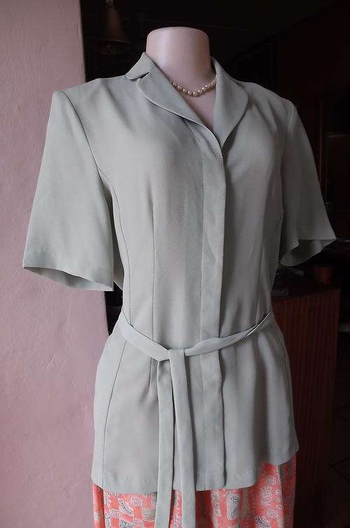 Elegant Soft Paris Green Tailored Crepe Polyester Summer Jacket by Topics in size 10/34