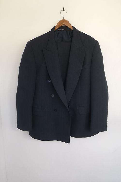 Dark Blue/Green men's double breast suit by Jean Pierre Paris in springweave 100% Hi-tech polyester.