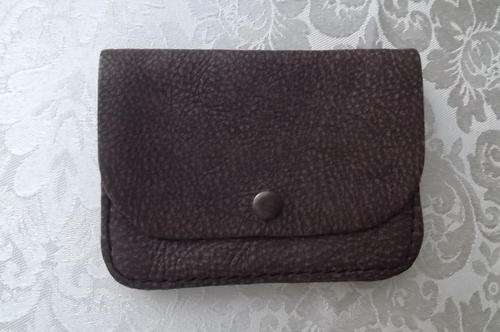 Soft genuine leather handmade brown purse with press button.New item.8x11cm