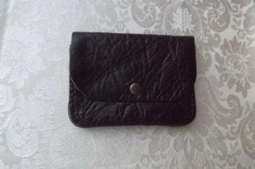 Soft genuine leather handmade dark brown purse with press button.New item.8x11cm