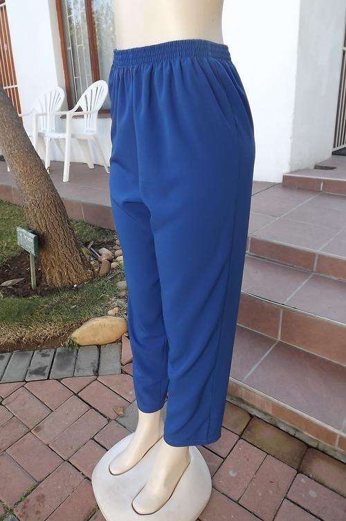 Comfortable royal blue silky polyester high waisted pants by Gee Wiz size 36/12.Elasticated middle.