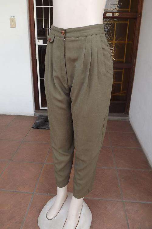 Pair of high waisted olive green Intuitions baggy style pants size 34/10.Poly/Viscose wash&wear fabr