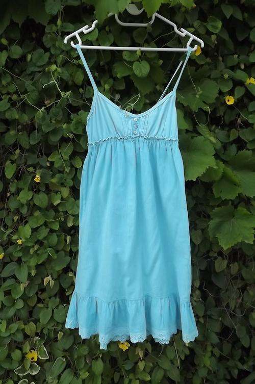 Turquoise strappy 100% cotton dress for 12-13 year old 62cm bust.Elasticated under bust line.