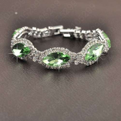 Green Cubic Zirconia 9K Yellow Gold Filled Womens Bracelet