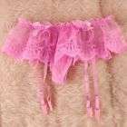 Pink Women Sexy Floral Lace Suspender G-String Hold Stocking Garter Belts