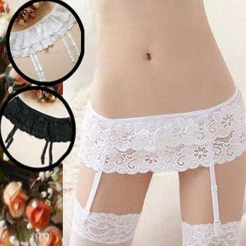 Dual Layer Garter Belts Suspender - 1 Set (Thigh-Highs Stockings + Suspender Garter Belt)