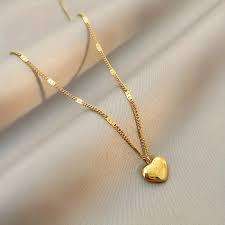 Stainless Steel Golden Love Heart Necklace For Men And Women