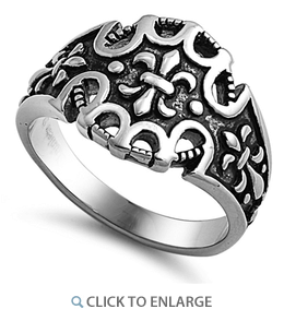 Fleur-de-lis-ring STAINLESS STEEL size 9