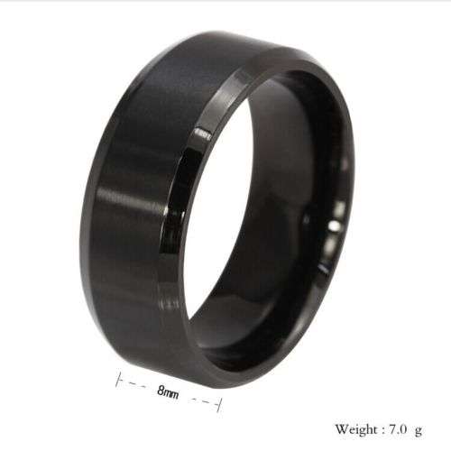 Black Stainless Steel Ring Band Brushed