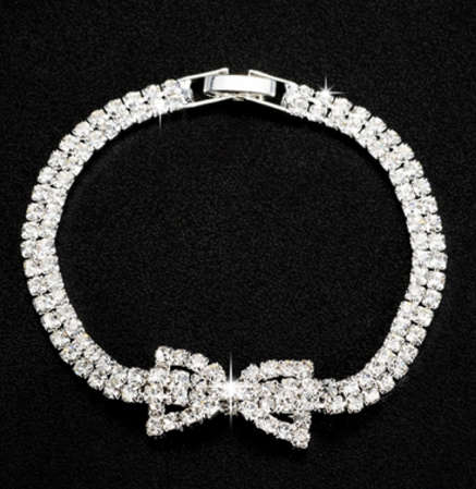 Simulated Diamond Bow Bracelet