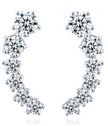 GORGEOUS SILVER PLATED WITH SIMULATED DIAMOND EARRINGS
