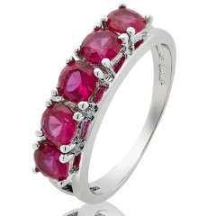 GORGEUS RUBY RED CUBIC ZIRCONIA IN WHITE GOLD PLATED RING