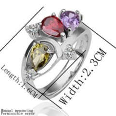 18 KT WHITE GOLD PLATED MULTI COLOR RING