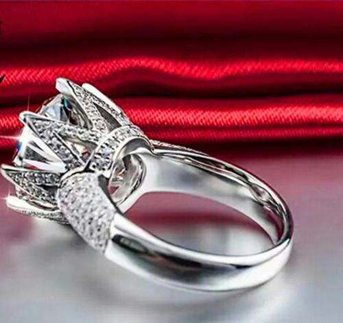 Simulated Diamond Engagement  Ring with Accents Size 7