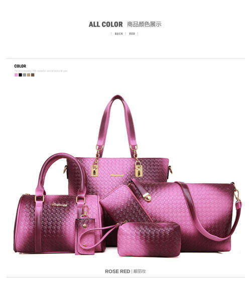 2017 New luxury PU leather handbag 6 piece set!!! Various Colours available
