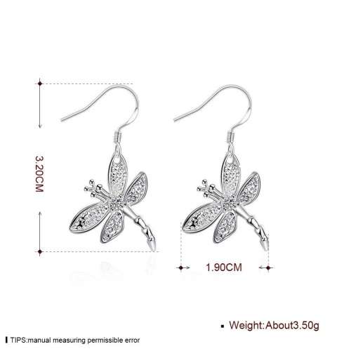 Delicate dragonfly 925 sterling silver earrings-