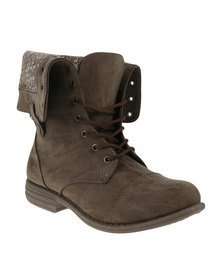 UTOPIA!!!! FOLDOVER COMBAT BOOTS BROWN/GREY ** LOW SHIPPING.**LATE ENTRY**