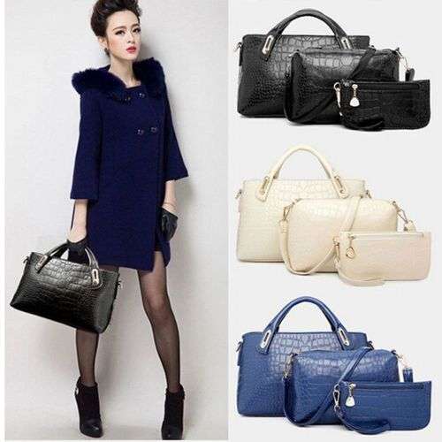 2017 New luxury PU leather handbag 3 piece set!!! Various Colours available