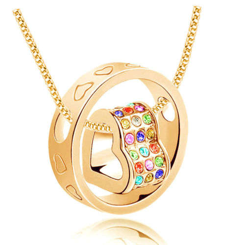 Brilliant CZ gold heart pendant and chain .. low crazy wed shipping special