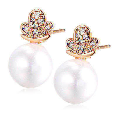 Pearl and zirconia stud earrings .. low crazy wed shipping special
