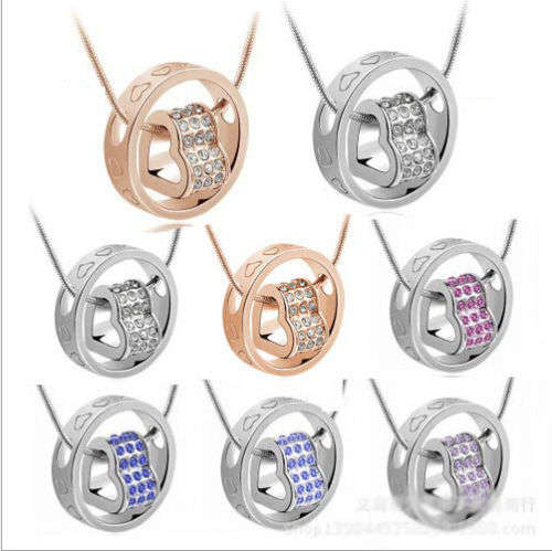 Brilliant CZ gold heart pendant and chain VARIOUS DESIGNS .. low CRAZY WED shipping special