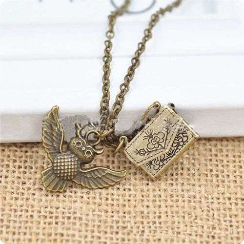 Harry Potter Owl Acceptance Letter antique bronze necklace.. LOW  SHIPPING