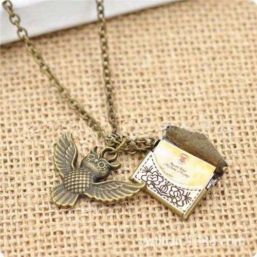 Harry Potter Owl Acceptance Letter antique bronze necklace.. LOW  SHIPPING