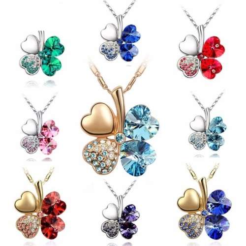 Austrian Crystal Clover   Pendant  Necklace Earrings Bracelet