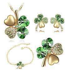 Austrian Crystal Clover   Pendant  Necklace Earrings Bracelet