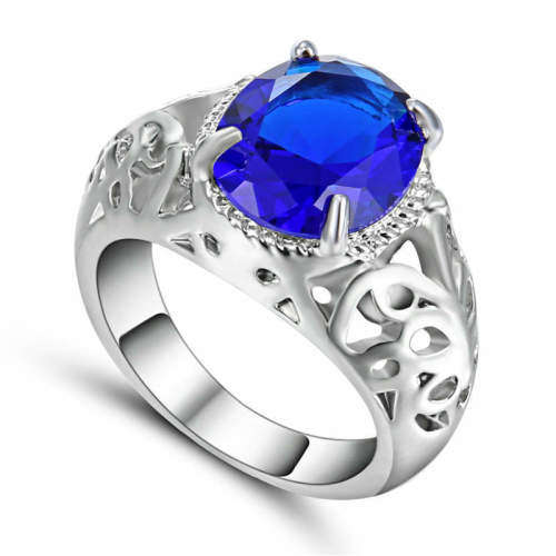 10KT white Gold Filled Blue Sapphire Ring Size 9 (low weekend shipping special)