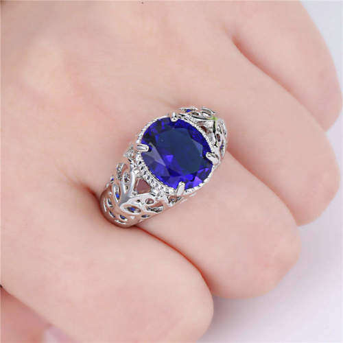10KT white Gold Filled Blue Sapphire Ring Size 9 (low weekend shipping special)