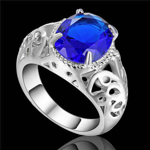 10KT white Gold Filled Blue Sapphire Ring Size 9 (low weekend shipping special)