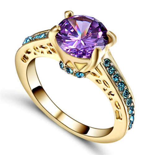 Purple Amethyst 10kt yellow gold filled  ring size 8(low weekend shipping special)