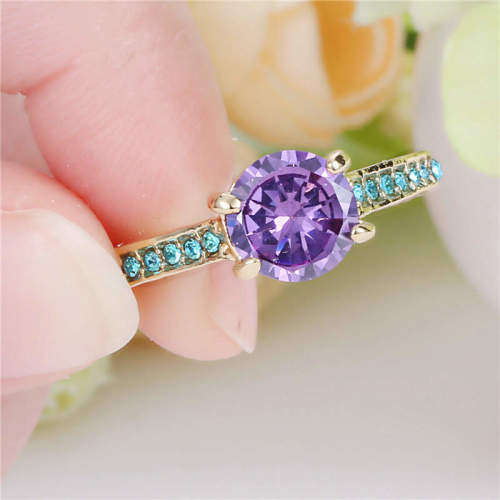 Purple Amethyst 10kt yellow gold filled  ring size 8(low weekend shipping special)