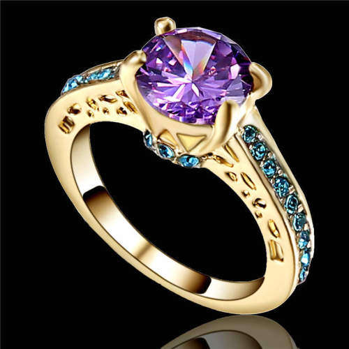 Purple Amethyst 10kt yellow gold filled  ring size 8(low weekend shipping special)